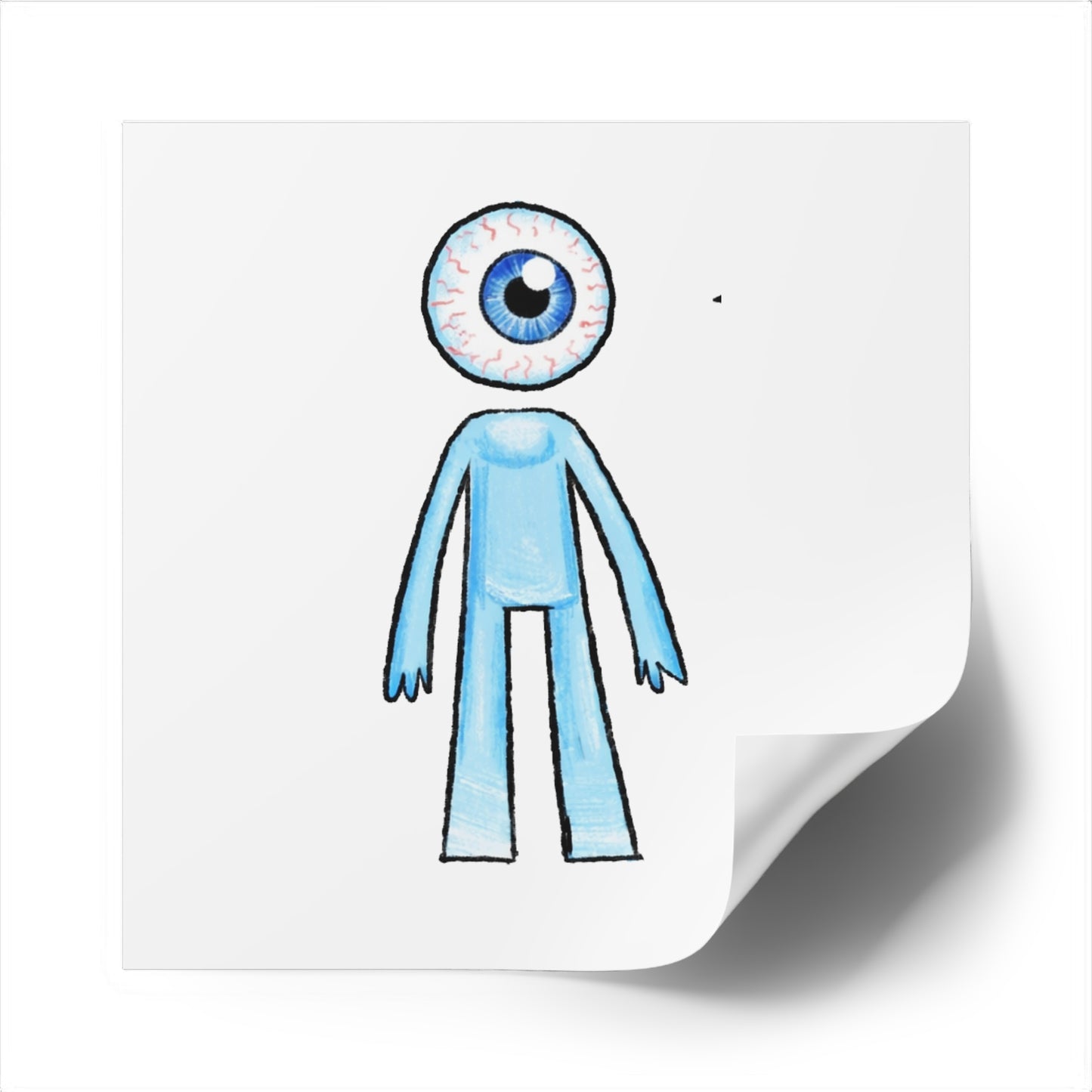 Eye-Headed Character Square Stickers — Cute Blue Eyeball Alien Decal (Indoor/Outdoor)