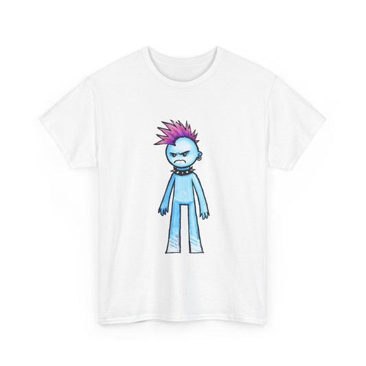 Punk Blue Monster T‑Shirt — Cute Mohawk Character Tee