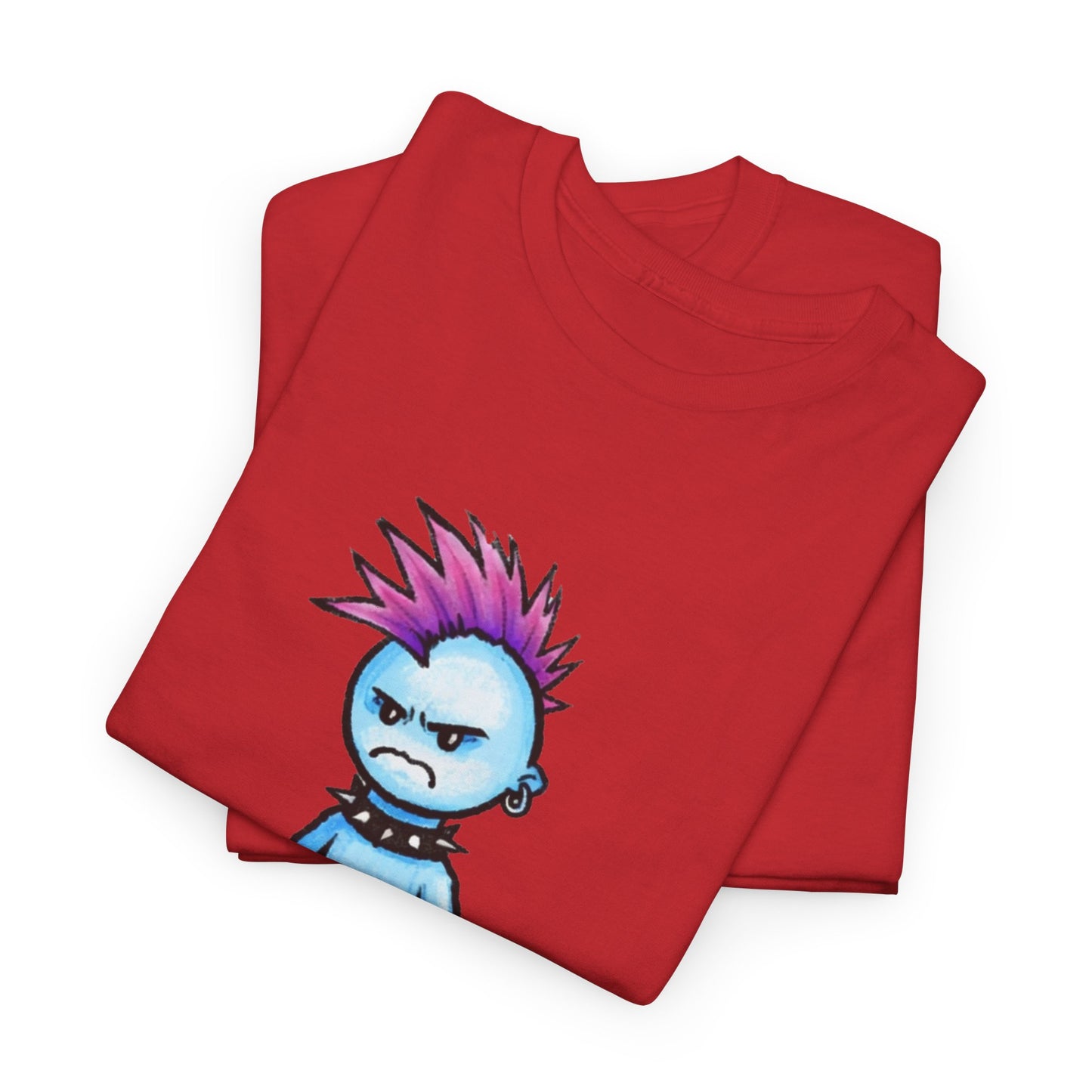 Punk Blue Monster T‑Shirt — Cute Mohawk Character Tee