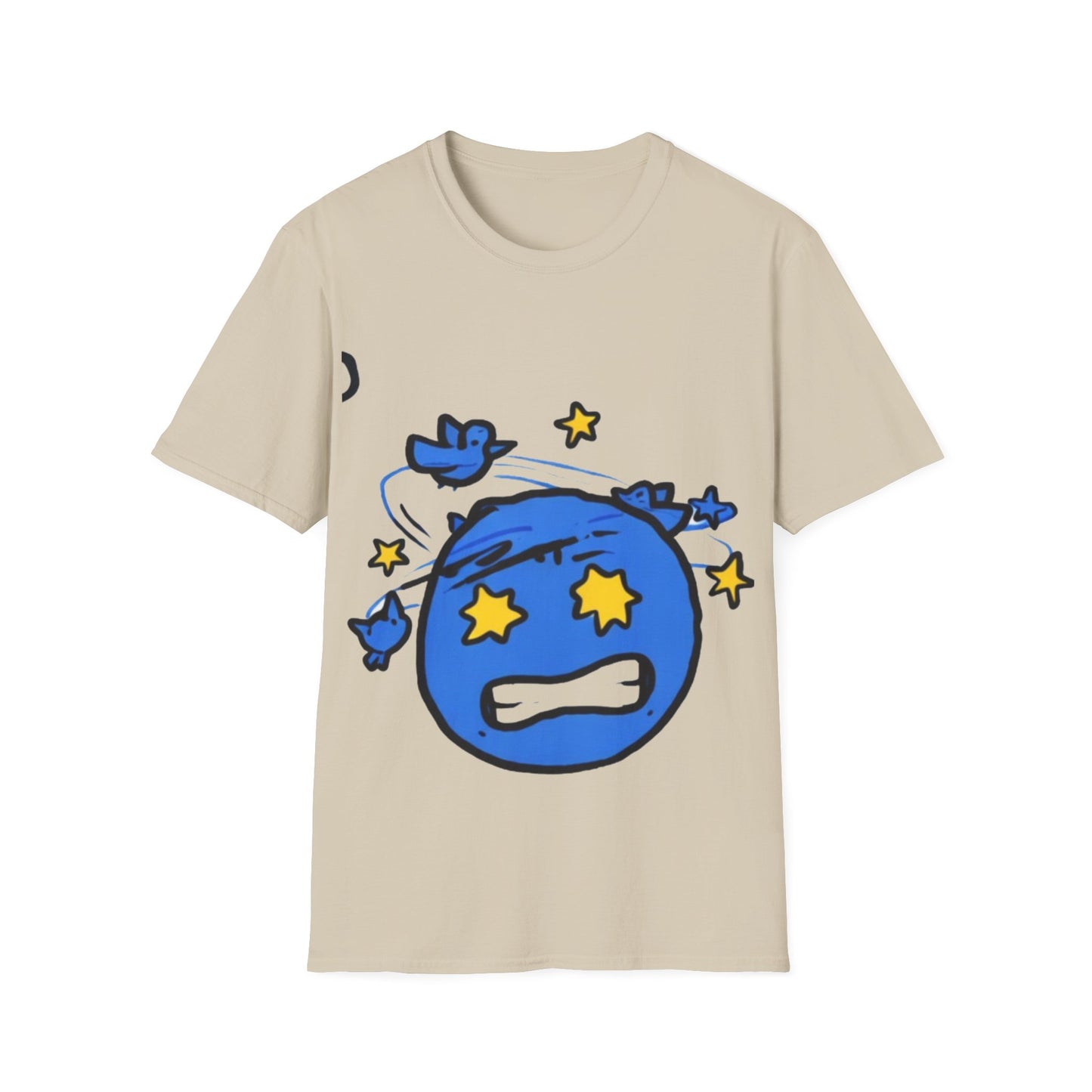 Dizzy Star Emoji T-Shirt — Cute Blue Space Cartoon Graphic Tee