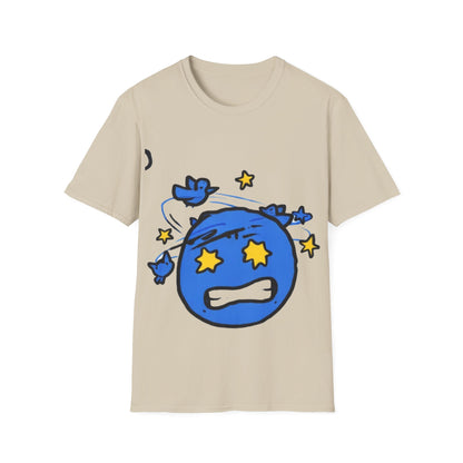 Dizzy Star Emoji T-Shirt — Cute Blue Space Cartoon Graphic Tee