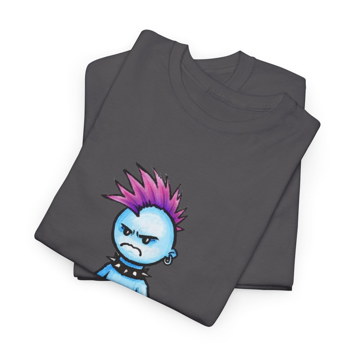 Punk Blue Monster T‑Shirt — Cute Mohawk Character Tee