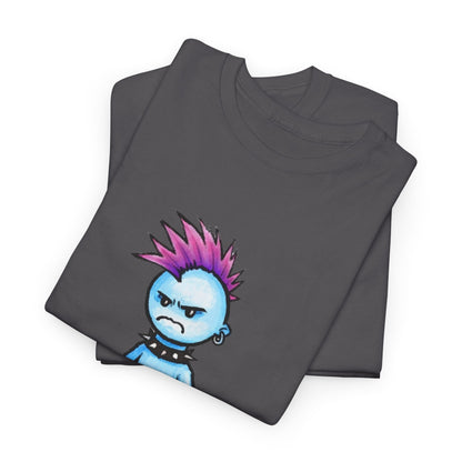 Punk Blue Monster T‑Shirt — Cute Mohawk Character Tee
