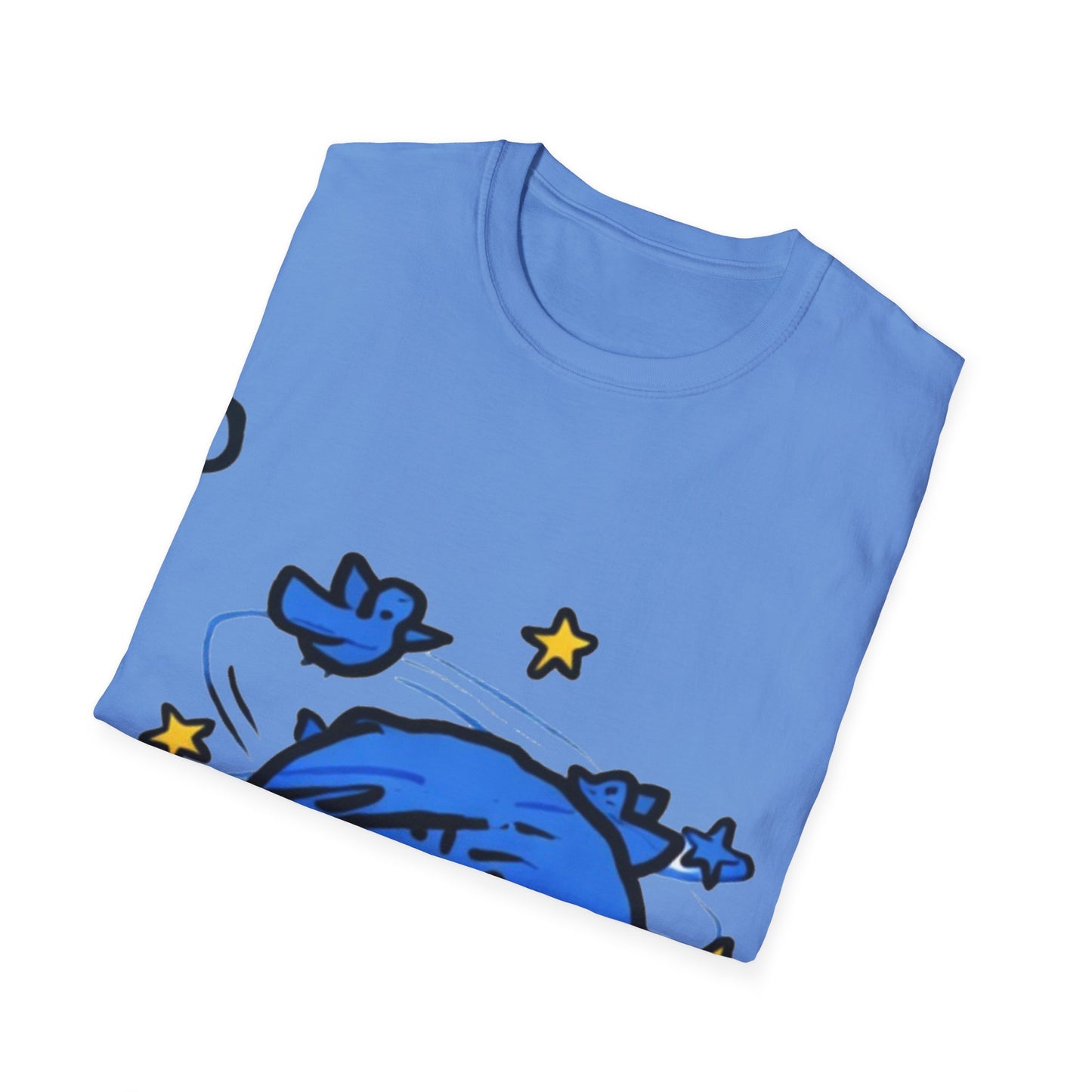 Dizzy Star Emoji T-Shirt — Cute Blue Space Cartoon Graphic Tee