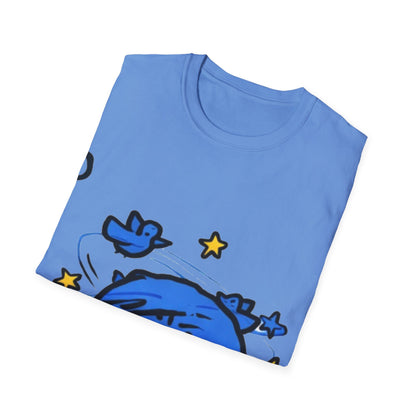Dizzy Star Emoji T-Shirt — Cute Blue Space Cartoon Graphic Tee
