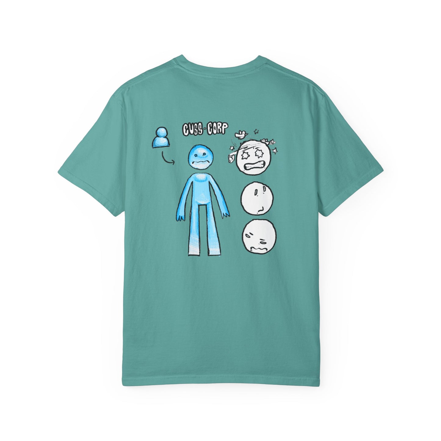 Emotional Stick Figure T‑Shirt — 'CMS‑REP' Expressive Faces Graphic Tee