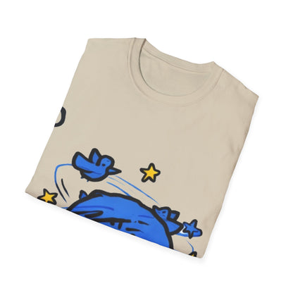 Dizzy Star Emoji T-Shirt — Cute Blue Space Cartoon Graphic Tee
