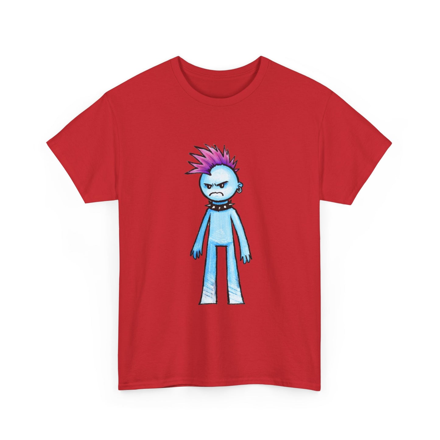 Punk Blue Monster T‑Shirt — Cute Mohawk Character Tee
