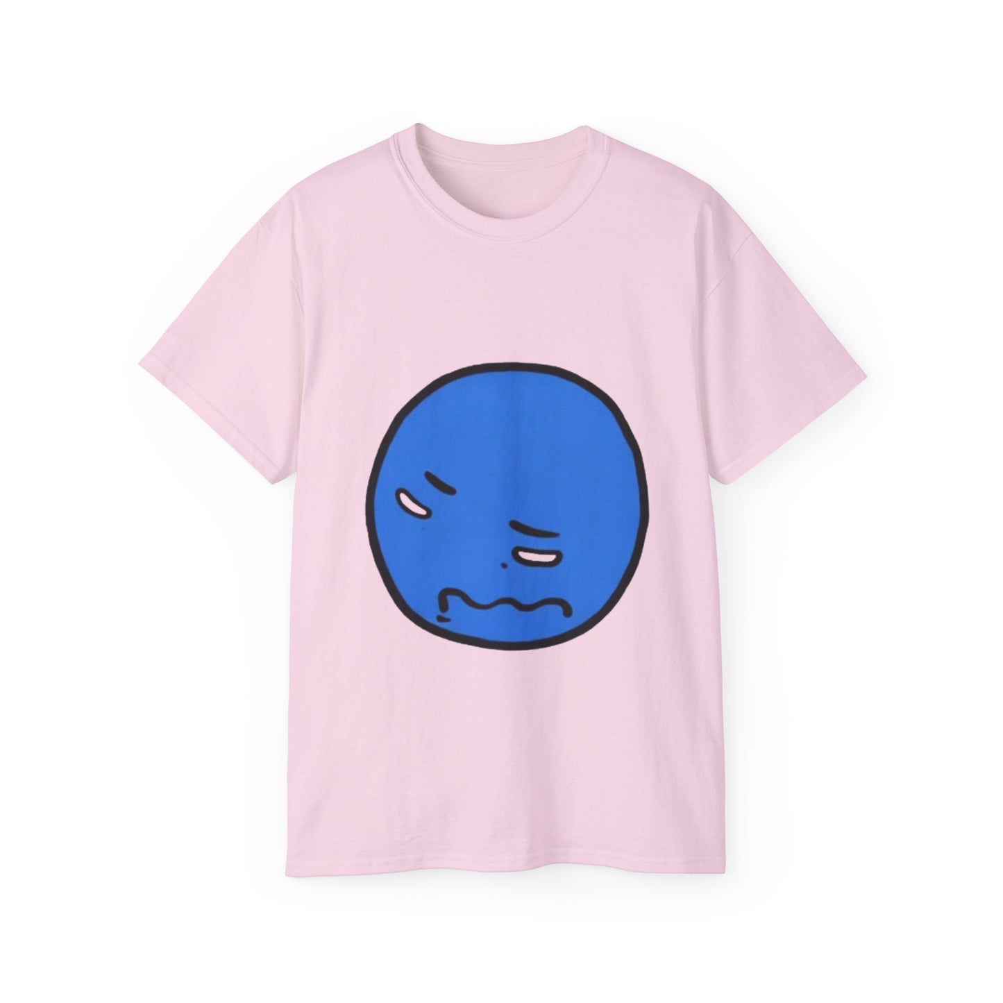 Blue Nervous Emoji T-Shirt — Anxious Face Graphic Tee