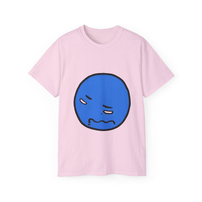 Blue Nervous Emoji T-Shirt — Anxious Face Graphic Tee