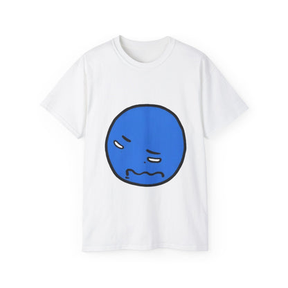 Blue Nervous Emoji T-Shirt — Anxious Face Graphic Tee