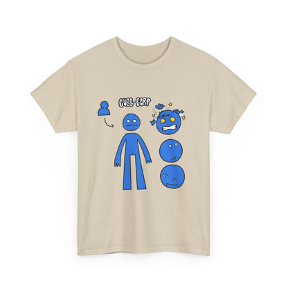 Blue Emote Character Tee — Cute Sticker-Style Facial Expressions Graphic T-Shirt