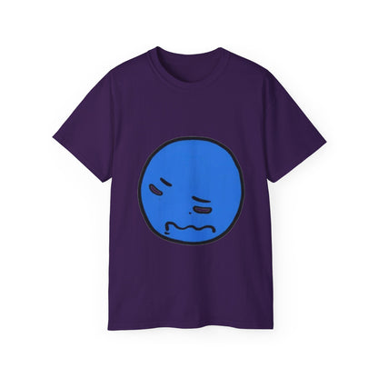 Blue Nervous Emoji T-Shirt — Anxious Face Graphic Tee
