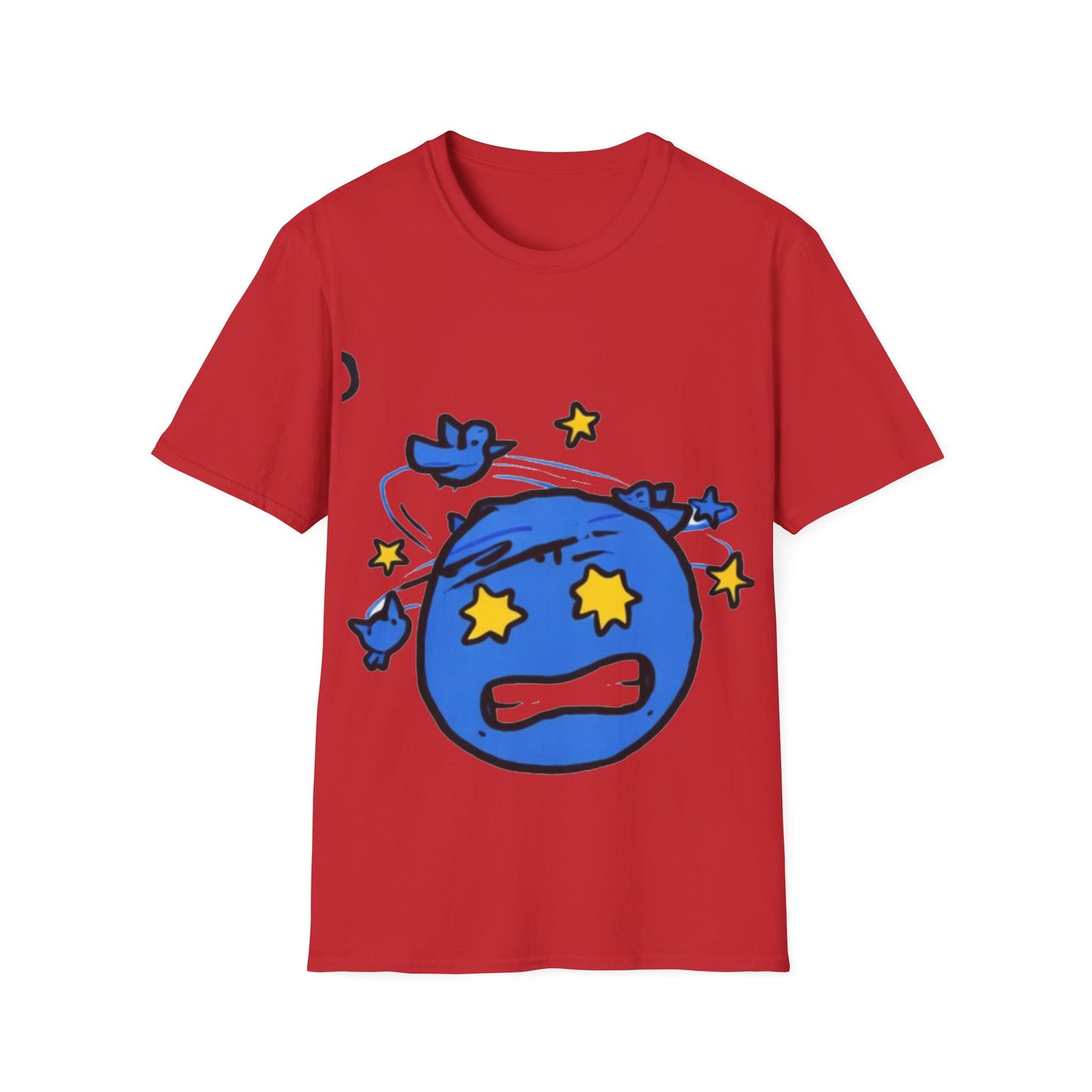 Dizzy Star Emoji T-Shirt — Cute Blue Space Cartoon Graphic Tee