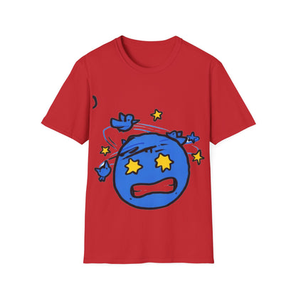 Dizzy Star Emoji T-Shirt — Cute Blue Space Cartoon Graphic Tee