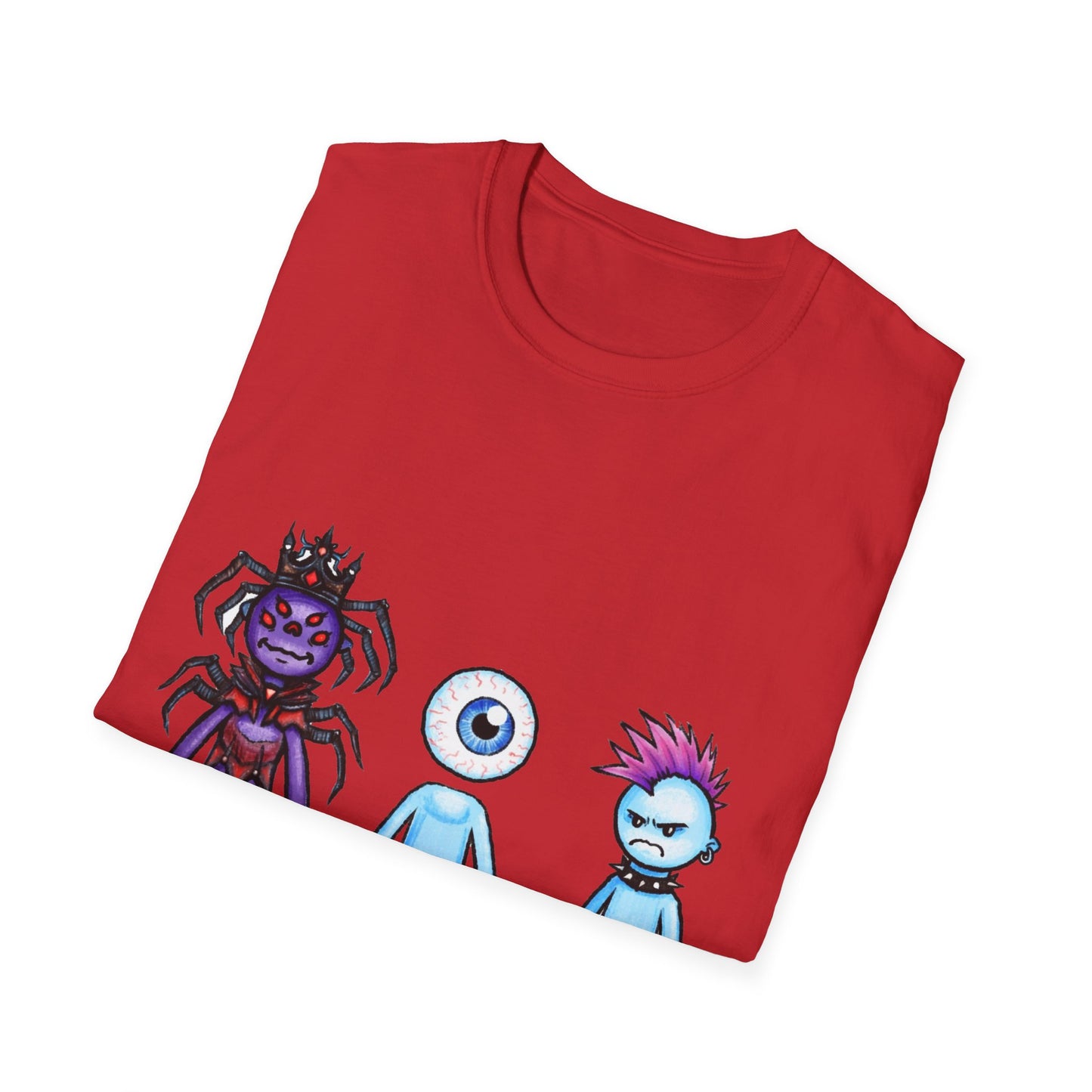 Cute Monster Trio T-Shirt — Cartoon Spider, Cyclops & Punk Alien Graphic Tee