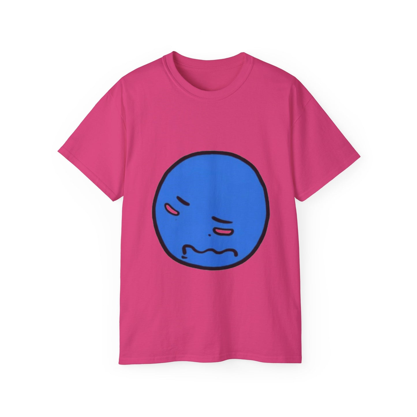 Blue Nervous Emoji T-Shirt — Anxious Face Graphic Tee