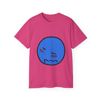 Blue Nervous Emoji T-Shirt — Anxious Face Graphic Tee