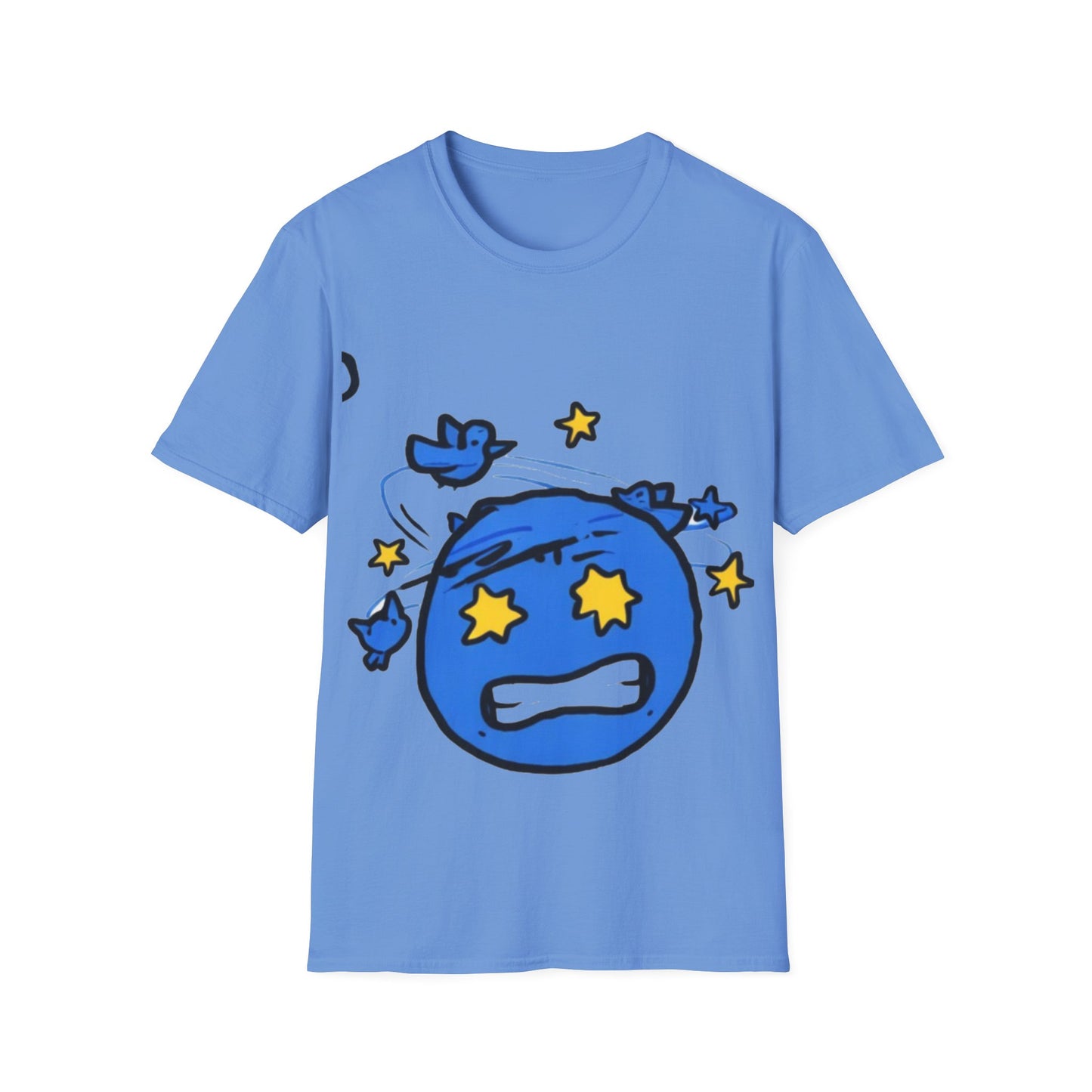 Dizzy Star Emoji T-Shirt — Cute Blue Space Cartoon Graphic Tee