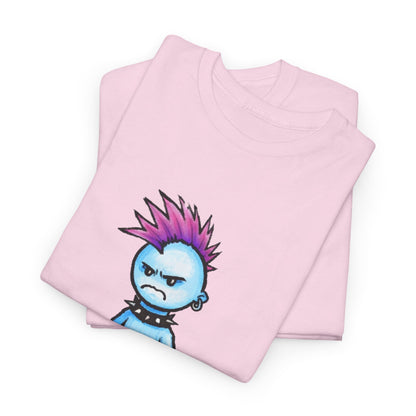 Punk Blue Monster T‑Shirt — Cute Mohawk Character Tee