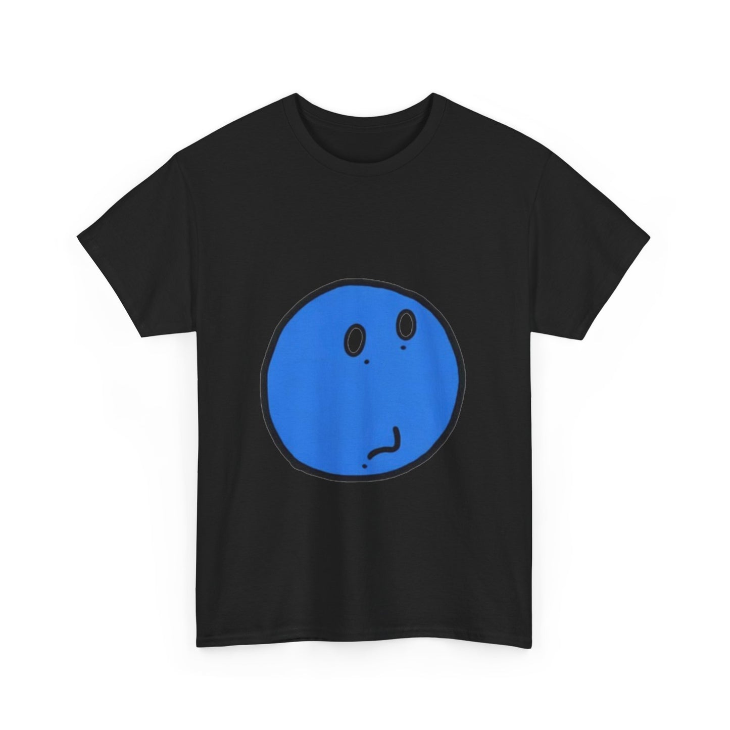 Blue Pensive Face T‑Shirt — Cute Cartoon Emoticon Tee