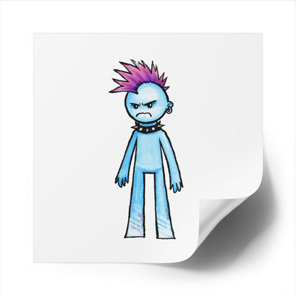 Punk Kid Square Sticker — Moody Blue Punk Character Indoor/Outdoor Sticker