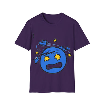 Dizzy Star Emoji T-Shirt — Cute Blue Space Cartoon Graphic Tee