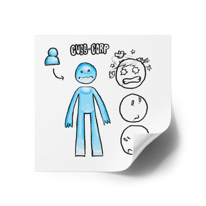 Blue Character Expression Square Sticker — Cute Emoticon Decal (Indoor/Outdoor)