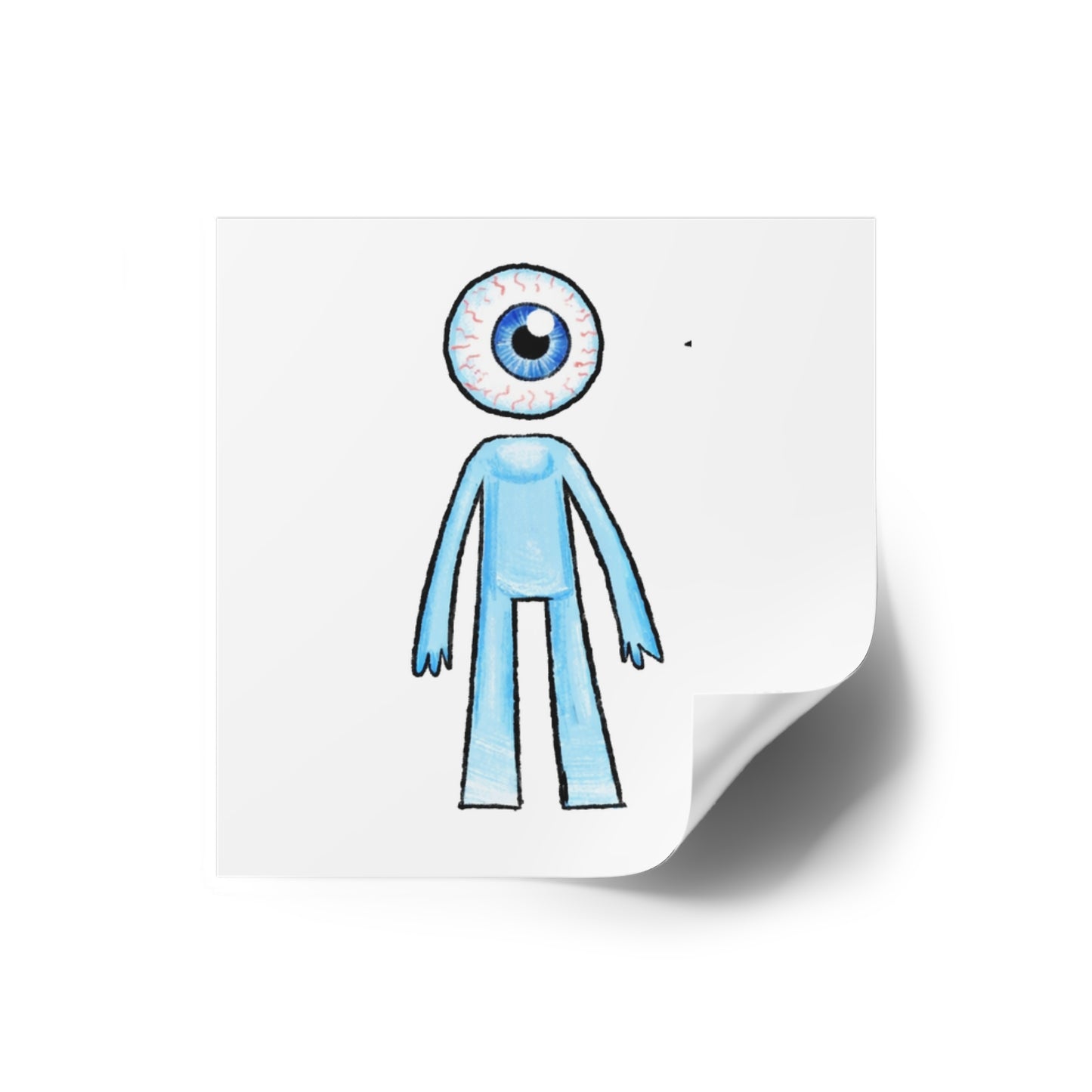 Eye-Headed Character Square Stickers — Cute Blue Eyeball Alien Decal (Indoor/Outdoor)