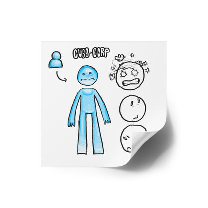 Blue Character Expression Square Sticker — Cute Emoticon Decal (Indoor/Outdoor)