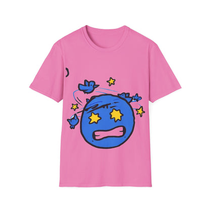 Dizzy Star Emoji T-Shirt — Cute Blue Space Cartoon Graphic Tee