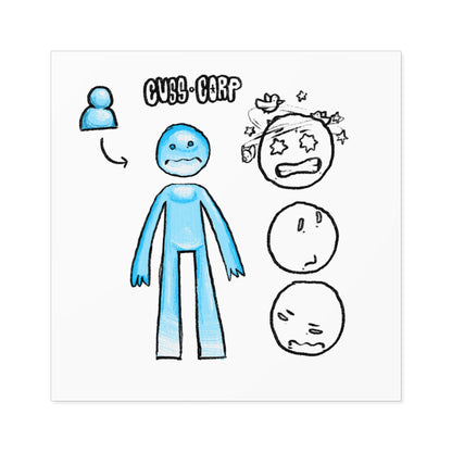 Blue Character Expression Square Sticker — Cute Emoticon Decal (Indoor/Outdoor)