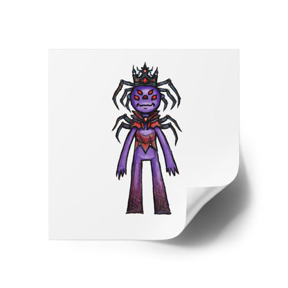 Spider Queen Square Sticker — Cute Creepy Purple Monster Decal