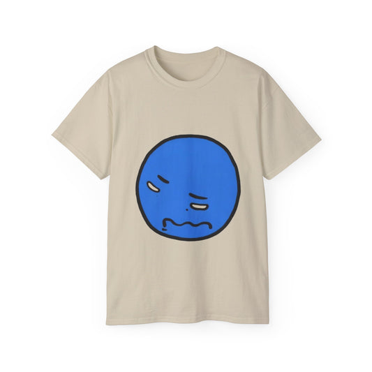 Blue Nervous Emoji T-Shirt — Anxious Face Graphic Tee