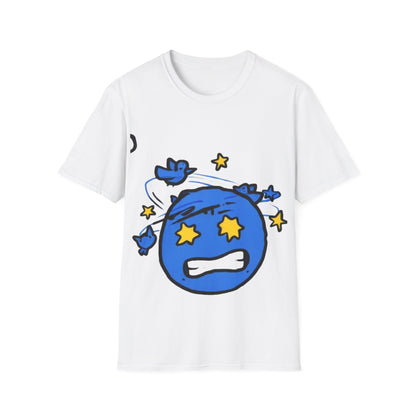 Dizzy Star Emoji T-Shirt — Cute Blue Space Cartoon Graphic Tee