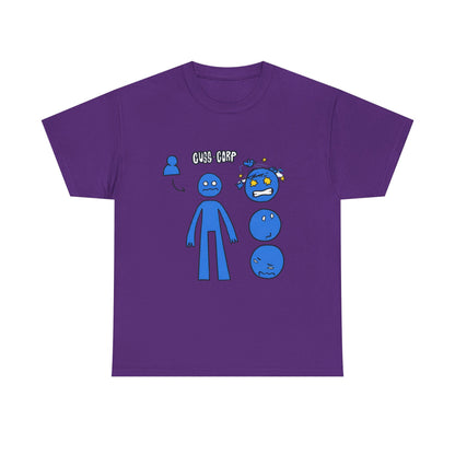 Blue Emote Character Tee — Cute Sticker-Style Facial Expressions Graphic T-Shirt