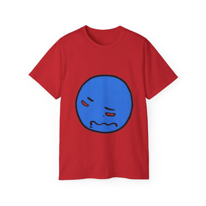 Blue Nervous Emoji T-Shirt — Anxious Face Graphic Tee
