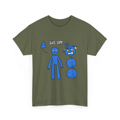 Blue Emote Character Tee — Cute Sticker-Style Facial Expressions Graphic T-Shirt