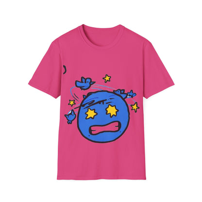 Dizzy Star Emoji T-Shirt — Cute Blue Space Cartoon Graphic Tee