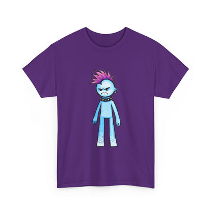 Punk Blue Monster T‑Shirt — Cute Mohawk Character Tee
