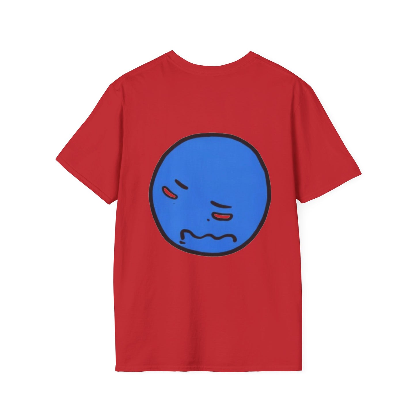 Blue Grumpy Emoji T-Shirt — Funny Moody Face Graphic Tee