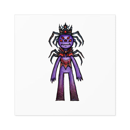 Spider Queen Square Sticker — Cute Creepy Purple Monster Decal