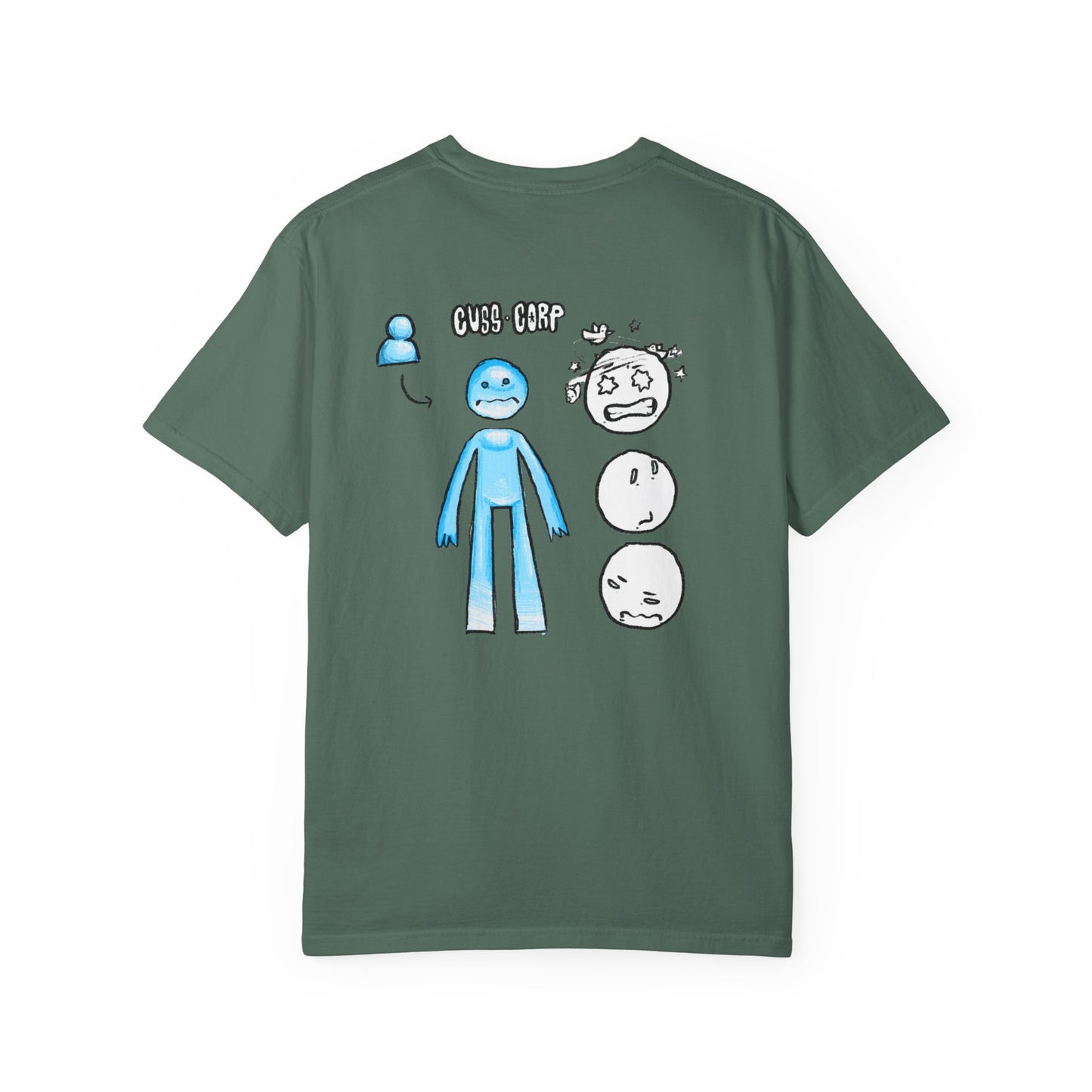 Emotional Stick Figure T‑Shirt — 'CMS‑REP' Expressive Faces Graphic Tee