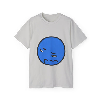 Blue Nervous Emoji T-Shirt — Anxious Face Graphic Tee