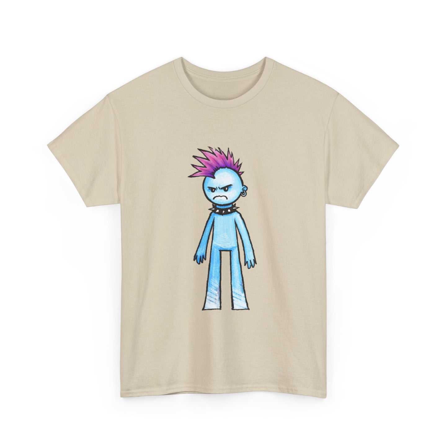 Punk Blue Monster T‑Shirt — Cute Mohawk Character Tee