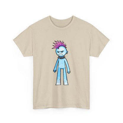 Punk Blue Monster T‑Shirt — Cute Mohawk Character Tee