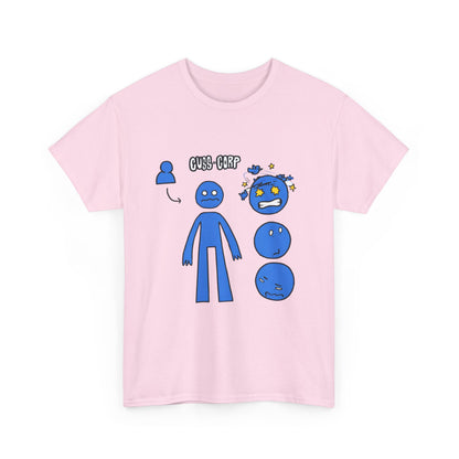 Blue Emote Character Tee — Cute Sticker-Style Facial Expressions Graphic T-Shirt