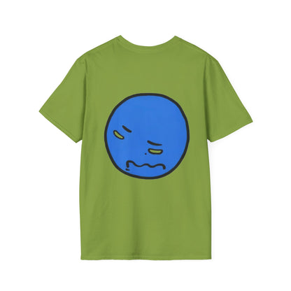 Blue Grumpy Emoji T-Shirt — Funny Moody Face Graphic Tee