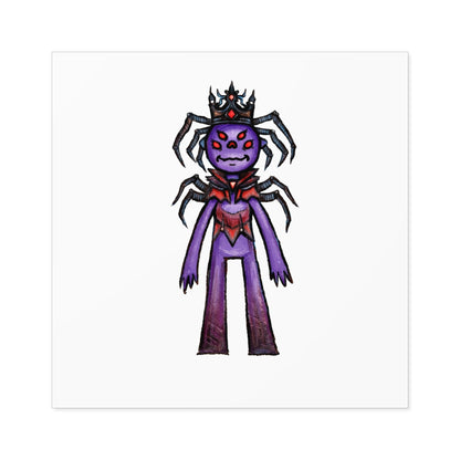 Spider Queen Square Sticker — Cute Creepy Purple Monster Decal