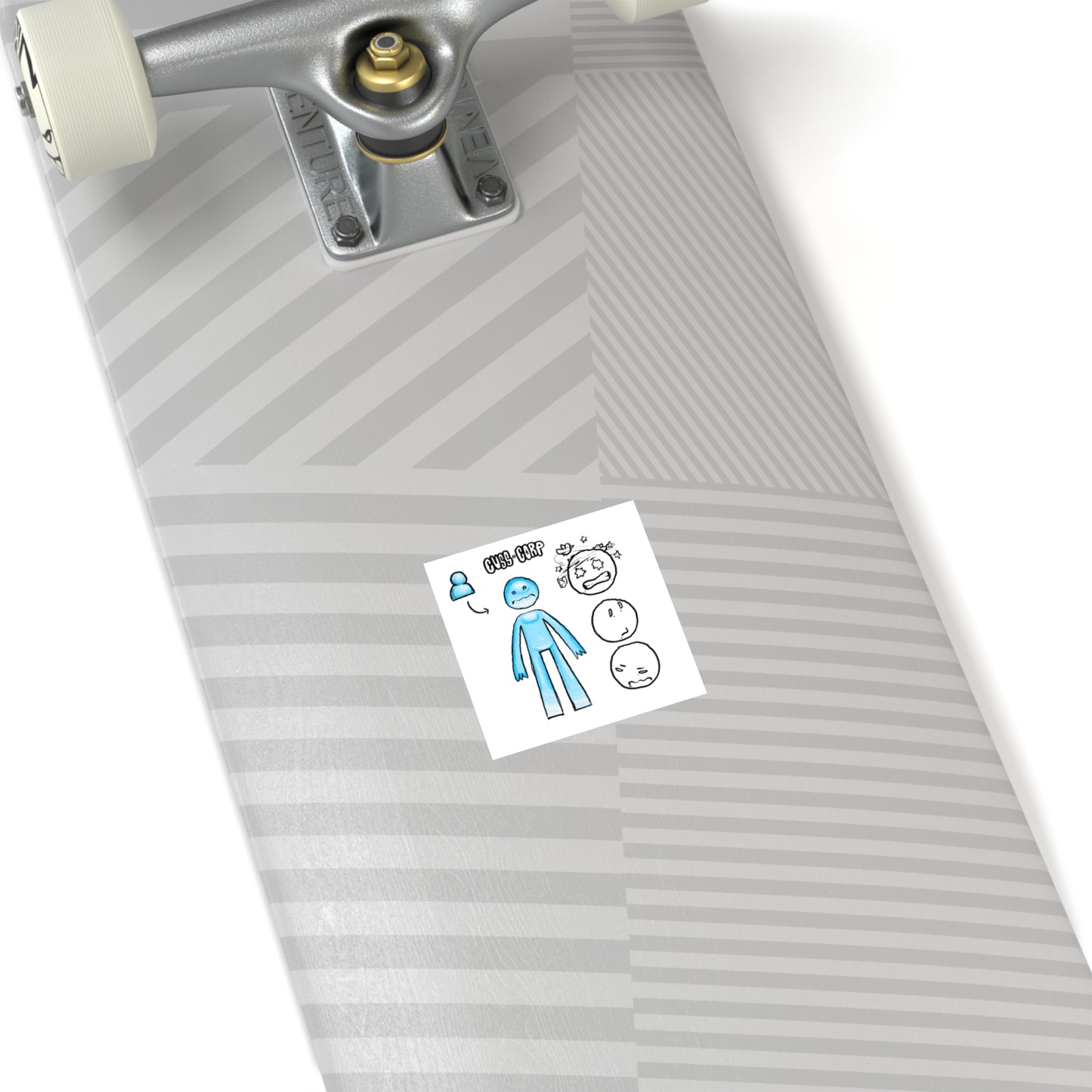 Blue Character Expression Square Sticker — Cute Emoticon Decal (Indoor/Outdoor)